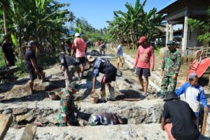 Satgas TMMD Kodim 1505Tidore Tak Kenal Lelah Bangun Drainase Demi Majukan Desa