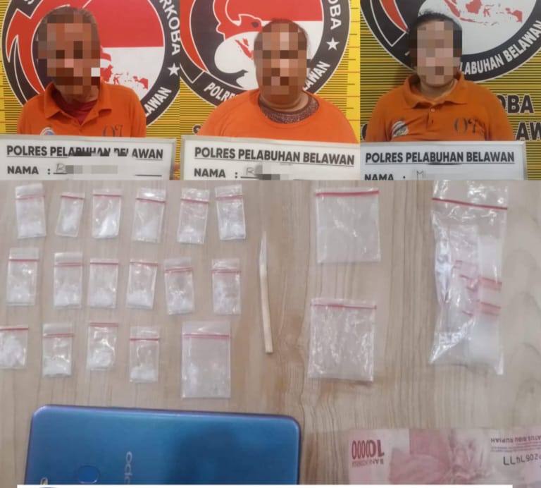 Sat Narkoba Polres Pelabuhan Belawan Berhasil Gerebek Lokasi Peredaran Narkoba di Labuhan Deli, Tiga Tersangka Ditangkap